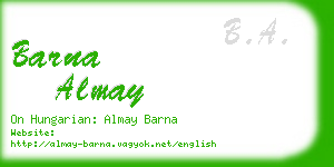 barna almay business card